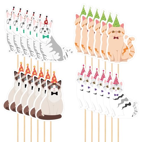 24stk Katze Kuchen Topper, 4 Stile Party-Vorräte Zum Thema Geburtstag mit Katzenmotiv Katze Tortendeko Geburtstag Party-Vorräte zum Geburtstag Von Haustieren für Babypartys Geburtstagsfeiern 24stk Katze Kuchen Topper, 4 Stile Party-Vorräte Zum Thema Geburtstag mit Katzenmotiv Katze Tortendeko Geburtstag Party-Vorräte zum Geburtstag Von Haustieren für Babypartys Geburtstagsfeiern von Gosknor