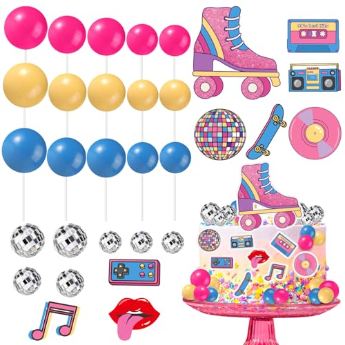 31stk Rollschuh-Kuchendekorationsset, Rollschuh-Kuchenaufsatz Retro-Hip-Hop-Partydekoration Diskokugel-Kuchenaufsatz Skate-Hip-Hop-Geburtstagspartyzubehör 31stk Rollschuh-Kuchendekorationsset, Rollschuh-Kuchenaufsatz Retro-Hip-Hop-Partydekoration Diskokugel-Kuchenaufsatz Skate-Hip-Hop-Geburtstagspartyzubehör von Gosknor