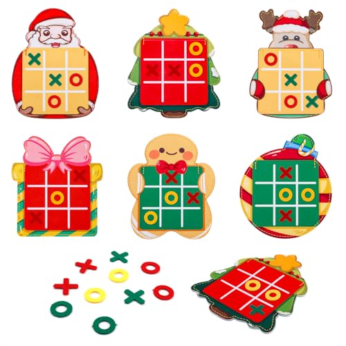 6-Teiliges Tic Tac Toe-Weihnachtsspiel, Strategisches Brettspiel Tic Tac Toe Mini-Brettspiel Lustiges Indoor-Spiel für Jungen und Mädchen Geburtstagsfeier Weihnachtsfeier-Geschenke von Gosknor