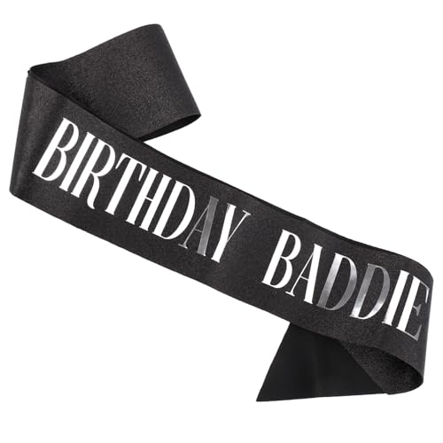 Birthday Baddie Schärpe, Glitzerstoff Geburtstagsschärpe Schwarz Weiße Geburtstagsschärpe für Frauen und Männer Weiche Geburtstagsschärpe mit Sicherheitsnadel für Geburtstagsparty Birthday Baddie Schärpe, Glitzerstoff Geburtstagsschärpe Schwarz Weiße Geburtstagsschärpe für Frauen und Männer Weiche Geburtstagsschärpe mit Sicherheitsnadel für Geburtstagsparty von Gosknor
