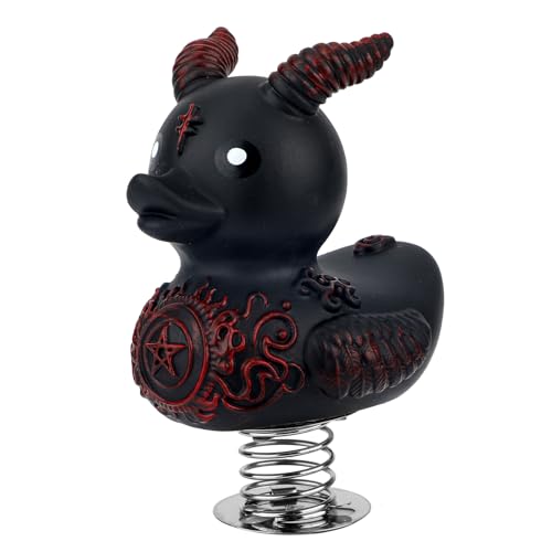 Dunkle Gummiente, 5,7cm Hoch Neuartiges Gotische Gummienten mit Feder Einzigartige Dunkle Gummienten Lustige Punk-Enten Perfektes Entchen Badespielzeug und Geschenk Autodekor(Satan-Ente) von Gosknor