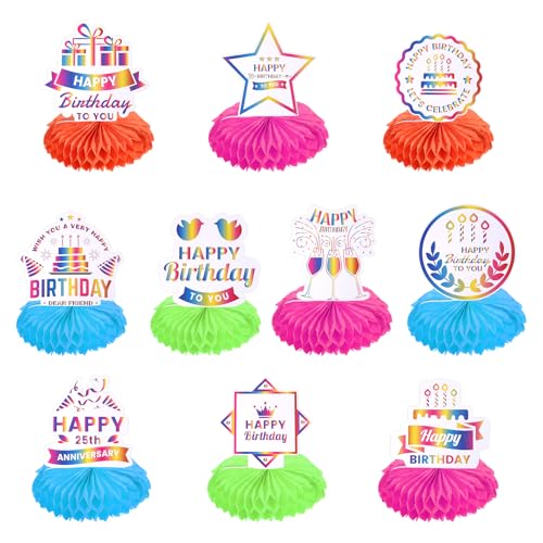 Gosknor 10 Stück Geburtstags-Mittelstück, Tischdekoration zum Geburtstag Bunt Happy Birthday Mittelstücke Waben-Mittelstück Geburtstags-Tischaufsatz für Kinder Erwachsene Geburtstag Party Zubehör Gosknor 10 Stück Geburtstags-Mittelstück, Tischdekoration zum Geburtstag Bunt Happy Birthday Mittelstücke Waben-Mittelstück Geburtstags-Tischaufsatz für Kinder Erwachsene Geburtstag Party Zubehör von Gosknor