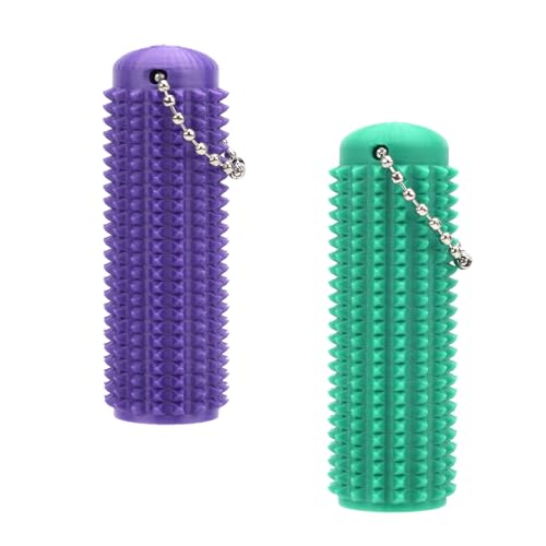 Gosknor 2stk Strukturierter Fidget-Schlüsselanhänger, Erhabenes Stim-Sensorspielzeug zur Linderung von Angstzuständen und Konzentration für Erwachsene Beruhigende Geschenke (Grün/Lila) von Gosknor