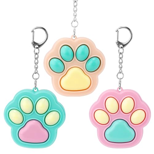 Gosknor 3 Stück Katzenpfoten-Zappelspielzeug, 12 x 6 cm Fidget Schlüsselanhänger Tragbarer Katzenpfoten-Schlüsselanhänger Süßes Mini-Sensorikspielzeug für Kinder und Erwachsene Büro Schule von Gosknor