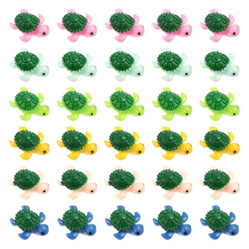30 Stück Mini-Schildkröten aus Kunstharz, Mehrfarbige Miniatur Schildkrötenfiguren Süße Mini-Meeresschildkröten Kleine Schildkröten Mini-Tiere als Dekoration für Garten Aquarium Puppenhaus von Gosknor