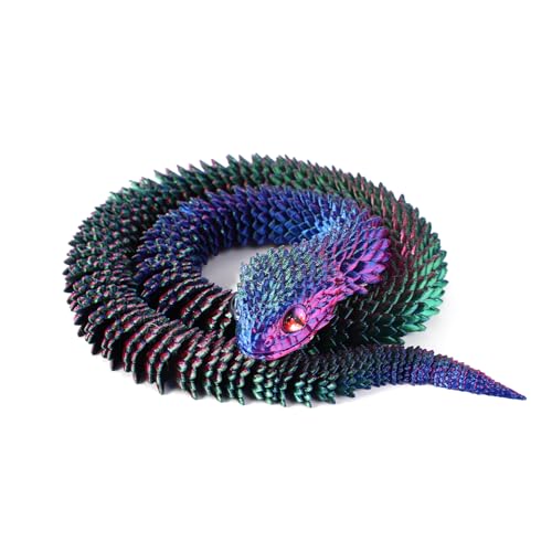 Gosknor 3D-Gedrucktes Viper-Spielzeug, Schlangenviper-Spielzeug 3D-Gedruckte Tiere Mysteriöse Bewegliche Schlange Sammlerstück Schreibtischdekoration für das Homeoffice (DREI Farbverläufe) von Gosknor