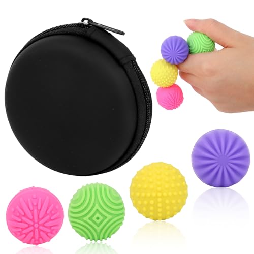 Gosknor 4 Stück Silikonbälle, Zappelspielzeug, Magnetische Sensorikbälle aus Silikon Beruhigende Sensorische Texturen Rollspielzeug für Kinder und Erwachsene (4 Zufällige Farben) von Gosknor