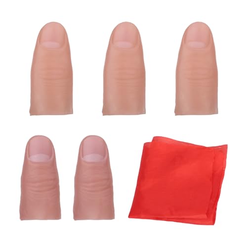 Gosknor 6stk Zauber Finger, Gummi-Zauberfinger Magische Finger in 2 Größen Daumen mit Verschwindender Seiden-Requisite Streich-Kits und Zubehör für Bühnenshows Erwachsene Zauberer von Gosknor