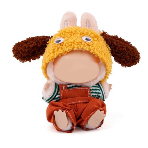 Gosknor Kleidung für 17 cm Puppen, Süße Orange Latzhose mit Gelber Hundemütze und Grün Gestreiftem Oberteil Stilvolles Verkleidungsset für Plüschtiere Puppenzubehör zum Spielen und Ausstellen Gosknor Kleidung für 17 cm Puppen, Süße Orange Latzhose mit Gelber Hundemütze und Grün Gestreiftem Oberteil Stilvolles Verkleidungsset für Plüschtiere Puppenzubehör zum Spielen und Ausstellen von Gosknor