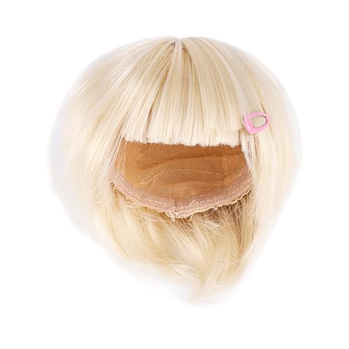 Gosknor Puppenhaar Set, Hellgold Winzige Perücke Zubehör Kopfschmuck Passend für Kopfumfang 22-24cm Figur für Sammlerstücke Dekorationen (Keine Puppe) von Gosknor
