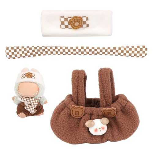 Gosknor Puppenkleidungsset, Süßer Hut Schal und Overall Plüschtier-Outfit-Zubehör für 15 cm 17 cm Große Puppen (Stil 1) von Gosknor