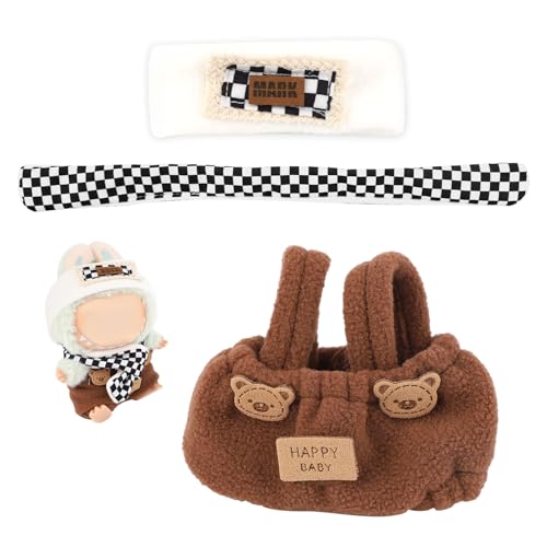 Gosknor Puppenkleidungsset, Süßer Hut Schal und Overall Plüschtier-Outfit-Zubehör für 15 cm 17 cm Große Puppen (Stil 2) von Gosknor