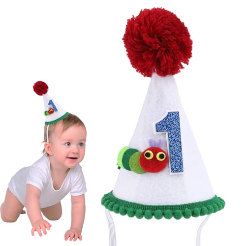 Gosknor Raupe Erstes Geburtstagshut, Weich Eine Babykrone für 1. Geburtstag mit Rotem Bommel für Jungen Mädchen Cake Smash Fotoprops Partyzubehör Thematisches Outfit-Zubehör Gosknor Raupe Erstes Geburtstagshut, Weich Eine Babykrone für 1. Geburtstag mit Rotem Bommel für Jungen Mädchen Cake Smash Fotoprops Partyzubehör Thematisches Outfit-Zubehör von Gosknor