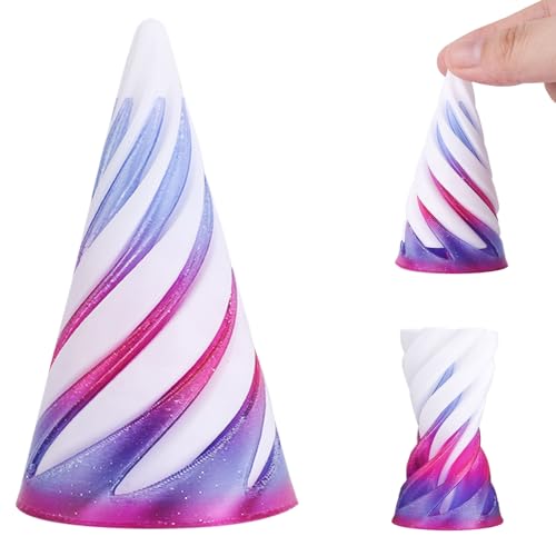 Spiralkegel-Zappelspielzeug, 3D-Gedruckt Unmöglicher Kegel Unmögliche Pyramiden-Durchgangsskulptur Helix-Durchgangs-Zappelspielzeug zur Stressentspannung (Weiß Rosa Lila) von Gosknor