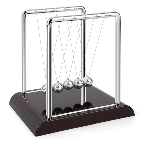 Newtons Wiegenpendel, 5 Perlen Große Türform Newtons Wieg Lustiges Wissenschafts-Physik-Gadget Newtons Wiege Balance Bälle Physik-Lernen Schreibtischspielzeug Zubehör Heimbüro-Dekor von Gosknor