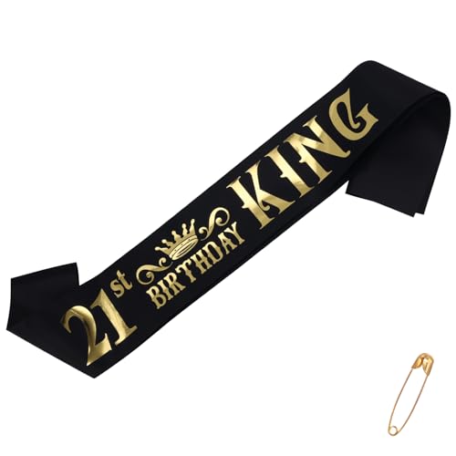 Schärpe zum 21. Geburtstag, Happy Birthday-Schärpe Lustige Geburtstagsschärpe Dekorationen zum 21 Geburtstag Satinschärpe Partyzubehör Geschenke für Dekorationen zum 21 Geburtstag (Männer) von Gosknor