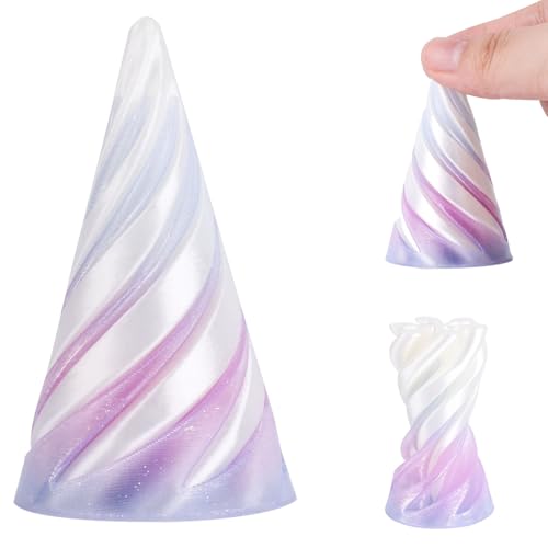 Gosknor Spiralkegel-Zappelspielzeug, 3D-Gedruckt Unmöglicher Kegel Unmögliche Pyramiden-Durchgangsskulptur Helix-Durchgangs-Zappelspielzeug zur Stressentspannung (Kristallweiß Lila) von Gosknor