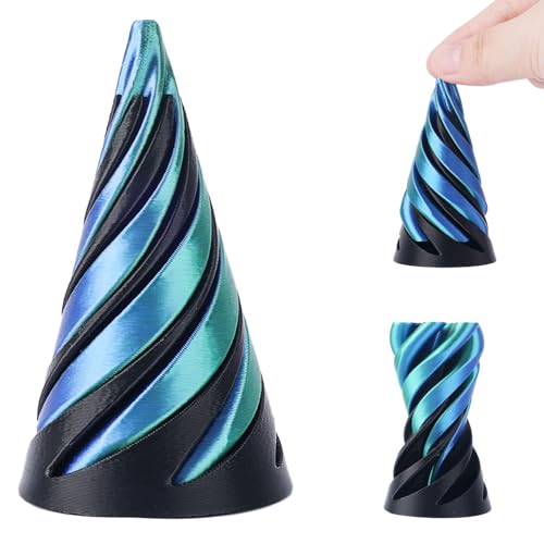 Spiralkegel-Zappelspielzeug, 3D-Gedruckt Unmöglicher Kegel Unmögliche Pyramiden-Durchgangsskulptur Helix-Durchgangs-Zappelspielzeug zur Stressentspannung (Schwarz Grün) von Gosknor