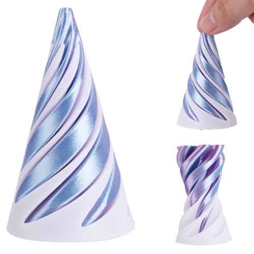 Spiralkegel-Zappelspielzeug, 3D-Gedruckt Unmöglicher Kegel Unmögliche Pyramiden-Durchgangsskulptur Helix-Durchgangs-Zappelspielzeug zur Stressentspannung (Weiß Lila) von Gosknor