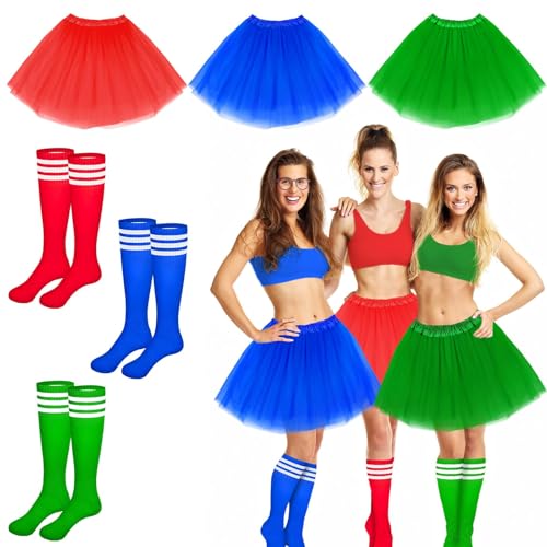 Halloween-Kostüm-Set, Tutu-Rock und gestreifte Kniestrümpfe für Erwachsene, Damen, Halloween, Gruppe, Familie, Cosplay, 3, 1 von Gosodeny