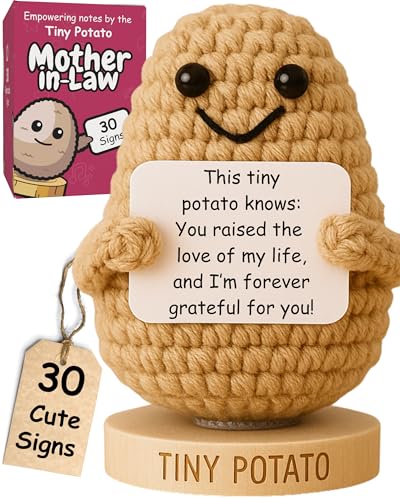 Schwiegermutter Muttertagsgeschenk - Häkeln Positive Kartoffelfigur mit 30 austauschbaren Zeichen für Schwiegermutter, nachdenkliche und lustige Geschenke für Schwiegermutter, von Got you a little something