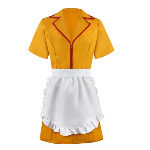 Gothden Kellnerin-Kostüm, gelbe Uniform, Party, Halloween, Cosplay, Kleid für Damen von Gothden