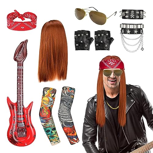 GothicBride Rocker Kostüm Herren 80er 90er Jahre Hip Hop Outfits Kostüm Kit Punker Disco Rocker Zubehör Rock Star Perücke Verkleidung Zubehör GothicBride Rocker Kostüm Herren 80er 90er Jahre Hip Hop Outfits Kostüm Kit Punker Disco Rocker Zubehör Rock Star Perücke Verkleidung Zubehör von GothicBride
