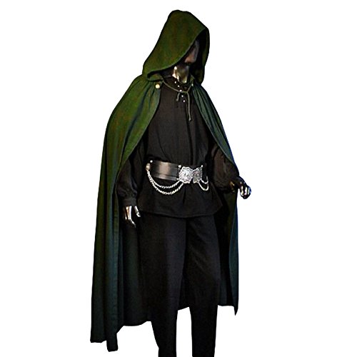 Gothic Store Heinsberg Mittelalter Cape mit Kapuze grün LARP Umhang Kostüm Gewand Mantel Baumw von Elbenwald