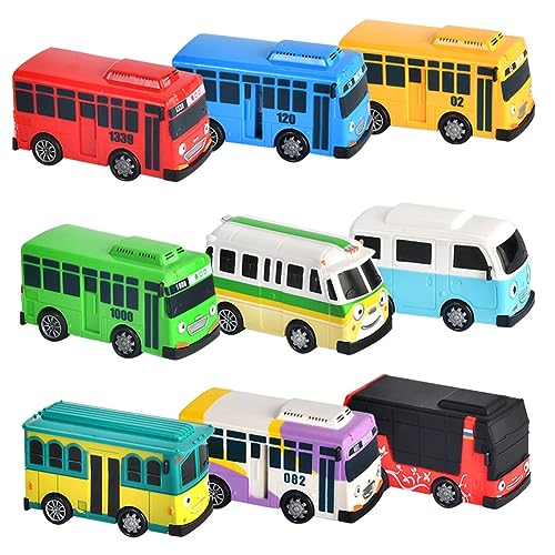 Gotoger 9-Teiliges Mini-Bus-Spielzeugauto, Zurückziehbare Spielzeugautos, Modellauto für Kinder, und Kinder, Geburtstagsfeier-Geschenk von Gotoger