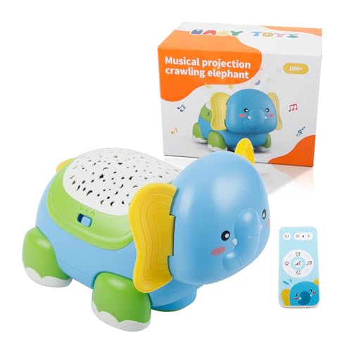 Gotrain Baby Krabbel Spielzeug 6+ Monate Interaktives Krabbelspielzeug Krabbel Elefant mit Musik und projektion Baby Geschenk Junge Mädchen Spielzeug ab 1-4 Jahre Musikalische Lernspielzeug von Gotrain