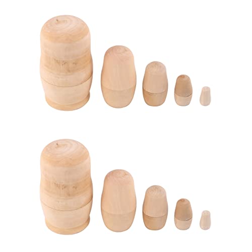 Goufride 2X Russian Mädchen Babuschka Blank Nesting Dolls Malen Ihr Eigenes 5Er-Set von Goufride