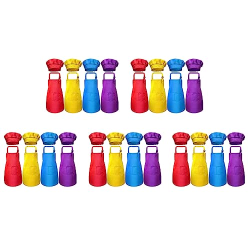 Goufride 40-Teiliges Kinderschürzen- und Kochmützen-Set, Verstellbar, mit 2-Küchenschürzenschürze von Goufride