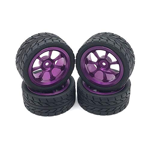Goufride 65Mm Metallfelge + Gummireifen mit Reifen für 144001 A959 A959-B 124019 124018 RC Autoteile, Lila von Goufride
