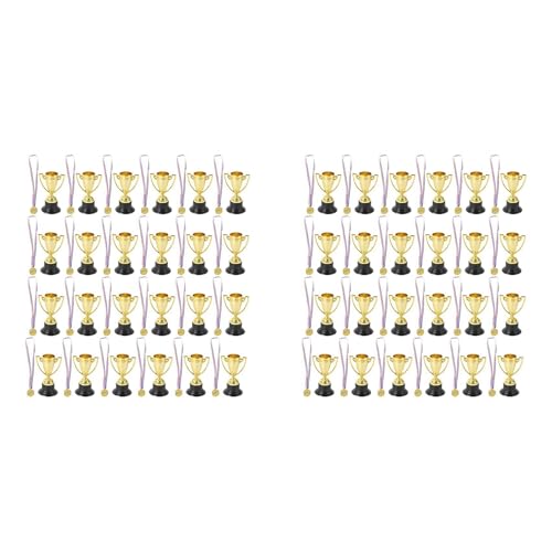 Goufride 96-Teiliges TrophäEn- und Medaillen-Set, 24-Teiliges Gold-Kunststoff-TrophäEnbecher und 24-Teilige Medaillen für Kindersportauszeichnungen, Partygeschenke von Goufride
