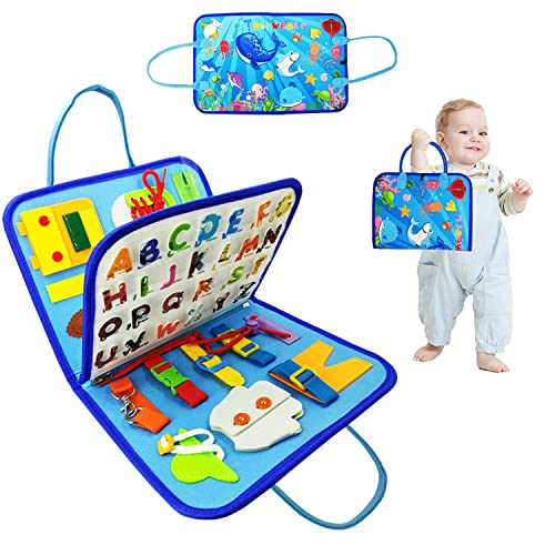 Goujfol Busy Board Kleinkinder Montessori Spielzeug, Activity Board Baby Sensorisches Spielzeug, Lernen Feinmotorik Kinder Spiel, Geschenk für Mädchen Junge ab 1 2 3 Jahr von Goujfol