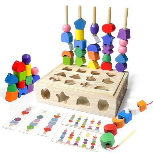 Goujfol Steckspiel Holz, Montessori Spielzeug Sortierspiel für Kinder, Holz Stapelspiel Feinmotorik Motorikspielzeug Fädelspiel Sortier & Stapelspielzeug Geschenk für Mädchen Junge 3 4 5 Jahre Goujfol Steckspiel Holz, Montessori Spielzeug Sortierspiel für Kinder, Holz Stapelspiel Feinmotorik Motorikspielzeug Fädelspiel Sortier & Stapelspielzeug Geschenk für Mädchen Junge 3 4 5 Jahre von Goujfol
