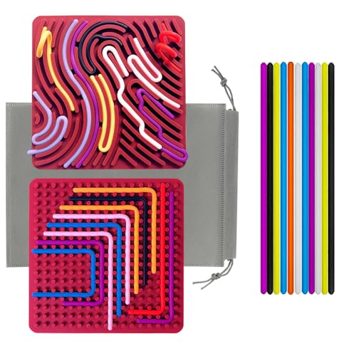Sensorik Activity Board, Silikon Fidget Toys für Kinder, Autismus Sensory Spielzeug, Anti-Stress für ADHD, Geschenke für Kinder (Rot) von Goujfol