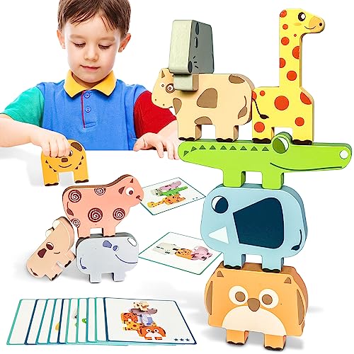Goujfol Stapelspiel Holzspielzeug, Montessori Spielzeug Tiere zum Stapeln Bausteine Kinder Balancespiel, Holz Motorikspielzeug Lernspiele Taufe Geschenk für Mädchen Jungen 2 3 4 Jahre Goujfol Stapelspiel Holzspielzeug, Montessori Spielzeug Tiere zum Stapeln Bausteine Kinder Balancespiel, Holz Motorikspielzeug Lernspiele Taufe Geschenk für Mädchen Jungen 2 3 4 Jahre von Goujfol