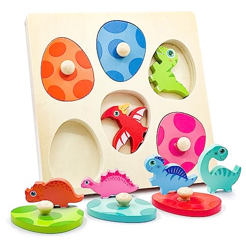 Holzpuzzle ab 1 Jahr, Montessori Spielzeug Dino Eier Holzspielzeug, Kinder Dinosaurier Jigsaw Greifpuzzle Motorikspielzeug Farbe Sortierspiel, Baby Ostern Geschenk Mädchen und Jungen Spielzeug Holzpuzzle ab 1 Jahr, Montessori Spielzeug Dino Eier Holzspielzeug, Kinder Dinosaurier Jigsaw Greifpuzzle Motorikspielzeug Farbe Sortierspiel, Baby Ostern Geschenk Mädchen und Jungen Spielzeug von Goujfol