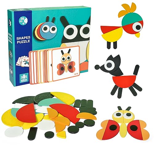 Holzpuzzle für Kleinkinder von 1-3 Jahren,Montessori-Spielzeug für Kinder ab 2 Jahren (Tier) von Goujfol