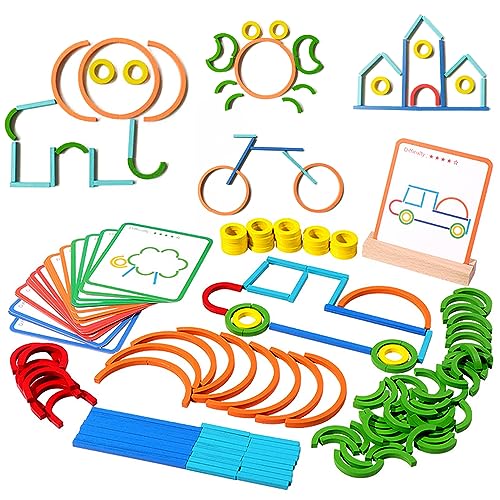Holzpuzzle für Kleinkinder von 1-3 Jahren,Montessori-Spielzeug für Kinder ab 2 Jahren (Geometrie) von Goujfol