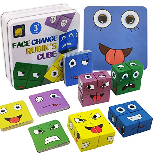 Ausdruck Holzwürfel Puzzle, Bunte Zauberwürfel Baustein Spielzeug Set Emoji Montessori IQ Puzzle Interaktion Spiel, Gesichtsveränderung Denktraining Hölzern Bauwürfel Cube Kinder über 3 Jahre alt Ausdruck Holzwürfel Puzzle, Bunte Zauberwürfel Baustein Spielzeug Set Emoji Montessori IQ Puzzle Interaktion Spiel, Gesichtsveränderung Denktraining Hölzern Bauwürfel Cube Kinder über 3 Jahre alt von Goujfol