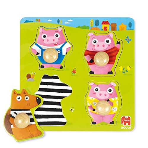 Goula - Die 3 kleinen Schweinchen Puzzle - Holzpuzzle für Kinder - von 1-2 Jahren von Goula