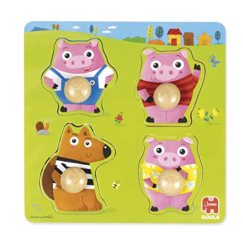 Goula - Die 3 kleinen Schweinchen Puzzle - Holzpuzzle für Kinder - von 1-2 Jahren von Goula