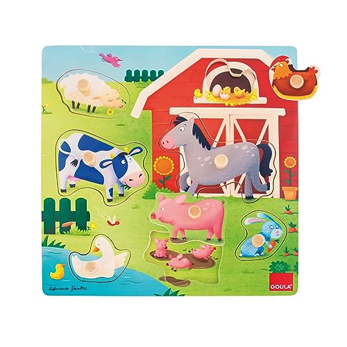 Jumbo Spiele D53040 Holzpuzzle Tiermütter und -kinder auf dem Bauernhof von Goula