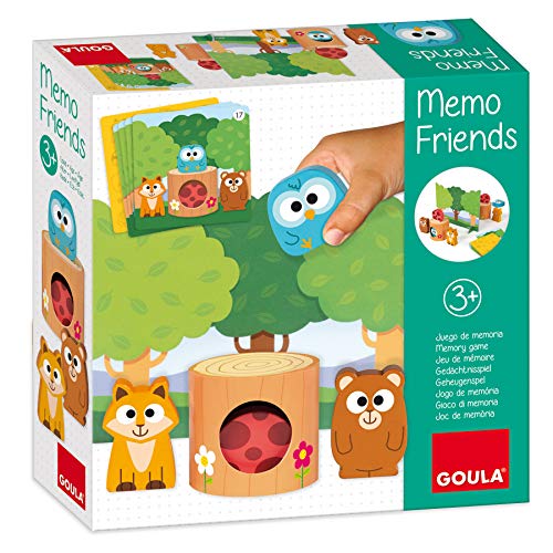 GOULA Memo Friends - Memory ab 3 - Holzspielzeug - Kinderspielzeug ab 3 Jahre - 1 bis 2 Spieler von Goula