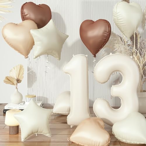 13 Luftballons Zahl Braun Aprikose, Groß Creme Nude Helium Zahlen Ballon 13, Kaffee Beige Neutraler Stern Ballon Herz Folienballon für Mädchen 13. Geburtstag Party Deko Hochzeit Jubiläum Dekoration 13 Luftballons Zahl Braun Aprikose, Groß Creme Nude Helium Zahlen Ballon 13, Kaffee Beige Neutraler Stern Ballon Herz Folienballon für Mädchen 13. Geburtstag Party Deko Hochzeit Jubiläum Dekoration von Govpy