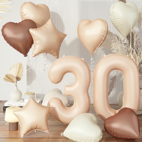 30 Luftballon Zahl Beige Set, Aprikose 30. Geburtstag Ballons Deko für Frau, Neutraler Creme Kaffee Nude Herzballons Helium Braun Stern Folienballon für 30 Geburtstagsdeko Jubiläum Party Dekoration 30 Luftballon Zahl Beige Set, Aprikose 30. Geburtstag Ballons Deko für Frau, Neutraler Creme Kaffee Nude Herzballons Helium Braun Stern Folienballon für 30 Geburtstagsdeko Jubiläum Party Dekoration von Govpy