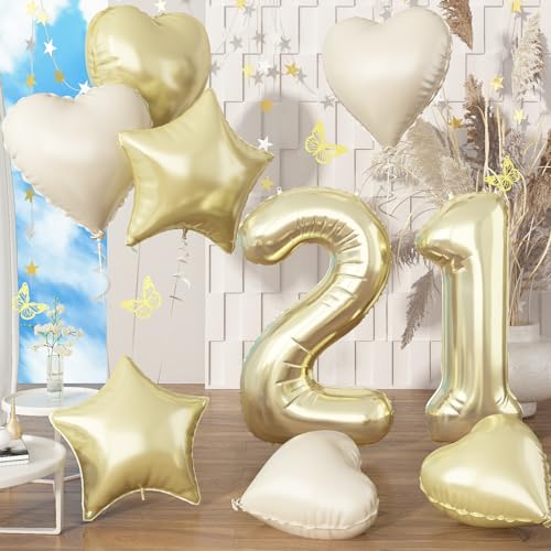 40'' Luftballon 21 Geburtstag Hell Gold, Riesen Champagner Gold Folienballon Zahl 21 mit Beige Herz Ballons, Zahlen 21. Geburtstagsdeko Ballon für Mann, Zahlenballon 21 Deko Jubiläum Party Dekoration 40'' Luftballon 21 Geburtstag Hell Gold, Riesen Champagner Gold Folienballon Zahl 21 mit Beige Herz Ballons, Zahlen 21. Geburtstagsdeko Ballon für Mann, Zahlenballon 21 Deko Jubiläum Party Dekoration von Govpy