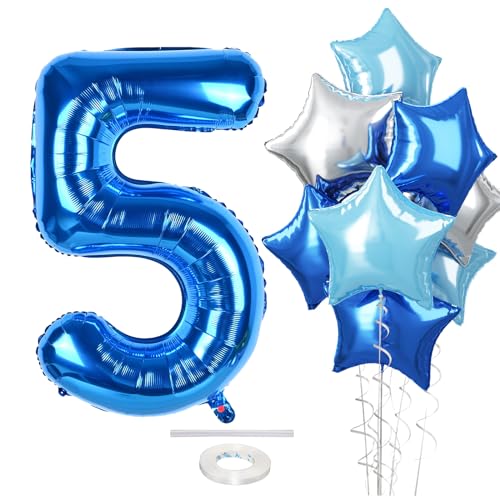 Ballon 5. Geburtstag Zahlen für Jungen, Blau Dunkelblau Große Zahl 5 Folienballon Deko, 40 Zoll Pastell Blau Hellblau Silber Stern Zahl 5 Luftballon für 5 Jahr Geburtstagdeko Jubiläum Party Dekoration Ballon 5. Geburtstag Zahlen für Jungen, Blau Dunkelblau Große Zahl 5 Folienballon Deko, 40 Zoll Pastell Blau Hellblau Silber Stern Zahl 5 Luftballon für 5 Jahr Geburtstagdeko Jubiläum Party Dekoration von Govpy